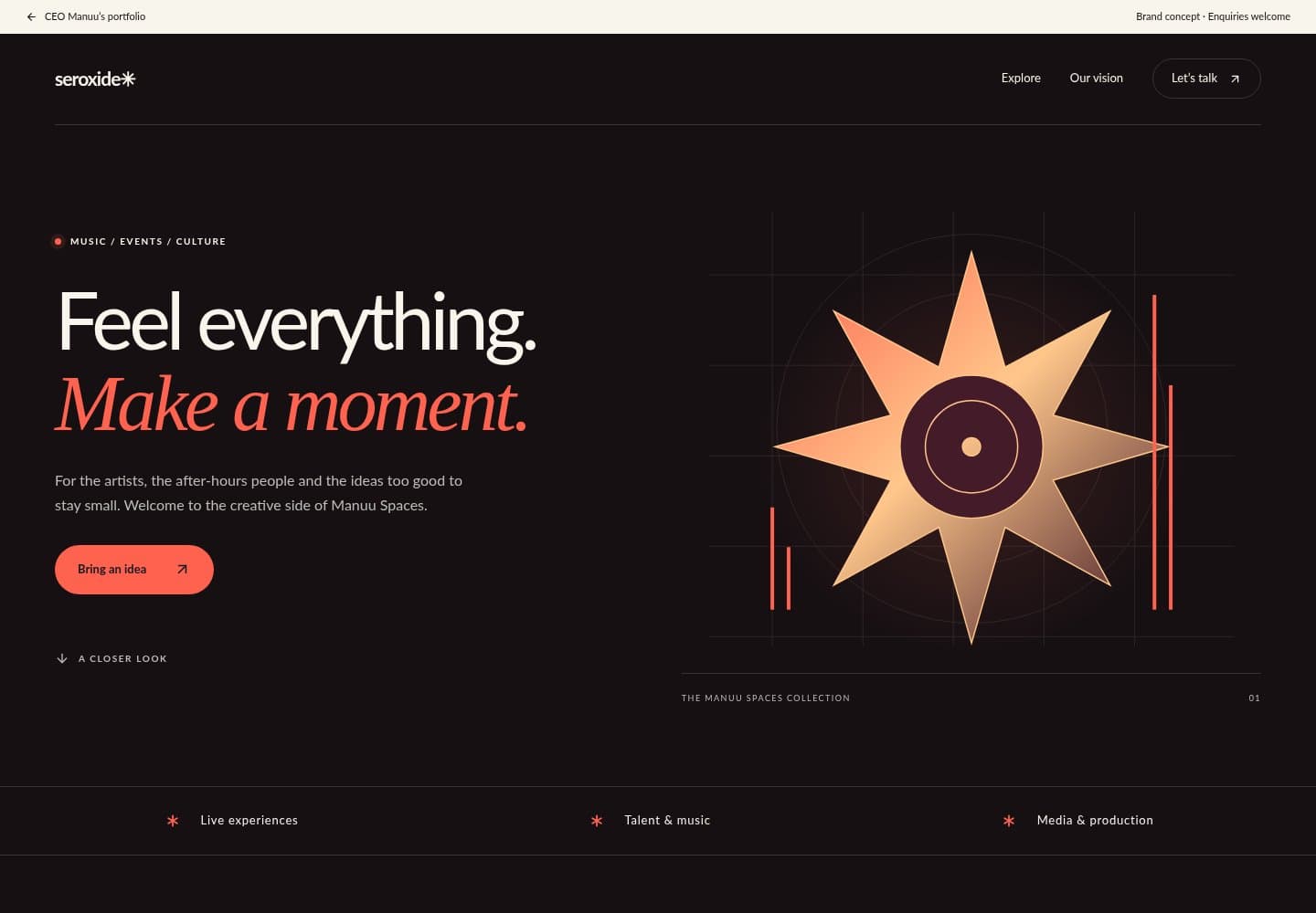 Seroxide Entertainment website homepage preview